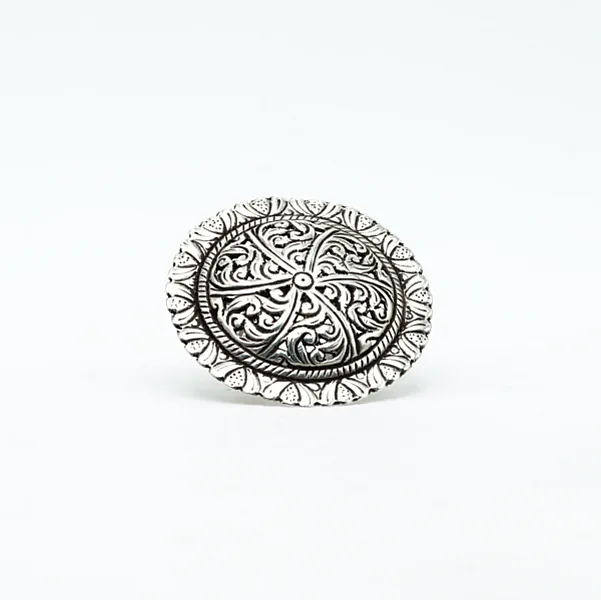 Inel disc floral India 4.8cm Argint