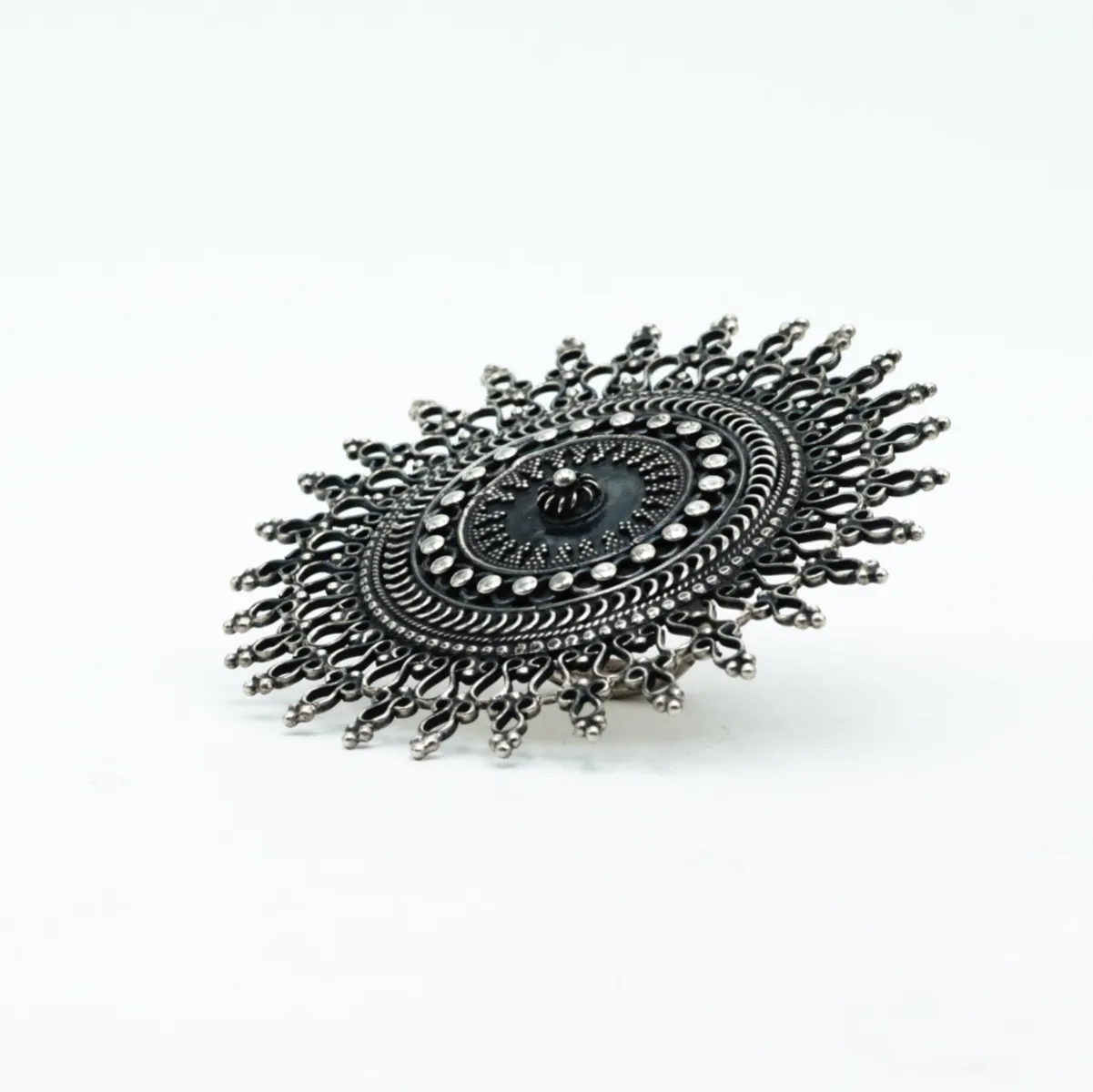 Inel disc solar India 7.5cm Argint
