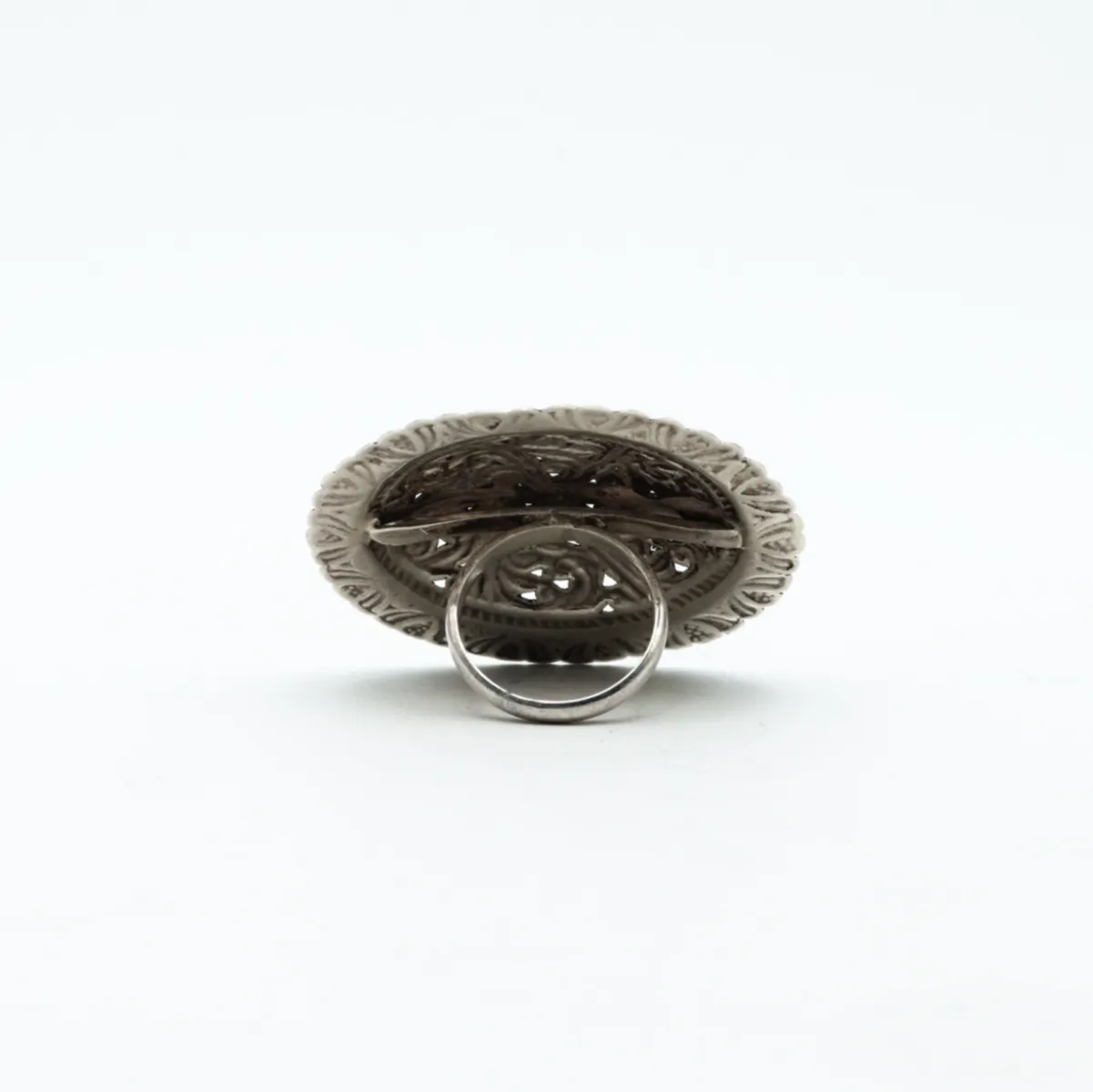 Inel disc floral India 4.8cm Argint