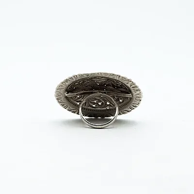Inel disc floral India 4.8cm Argint - 4