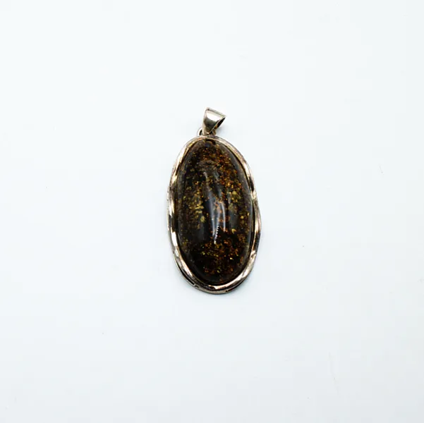 Pandantiv oval chihlimbar maro-auriu 6.2cm Argint