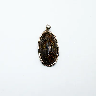 Pandantiv oval chihlimbar maro-auriu 6.2cm Argint - 1