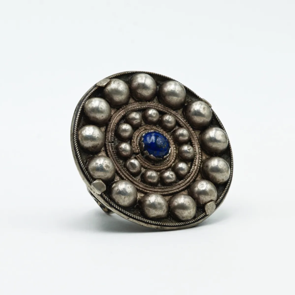 Inel rotund Afgan solar lapis-lazuli Argint