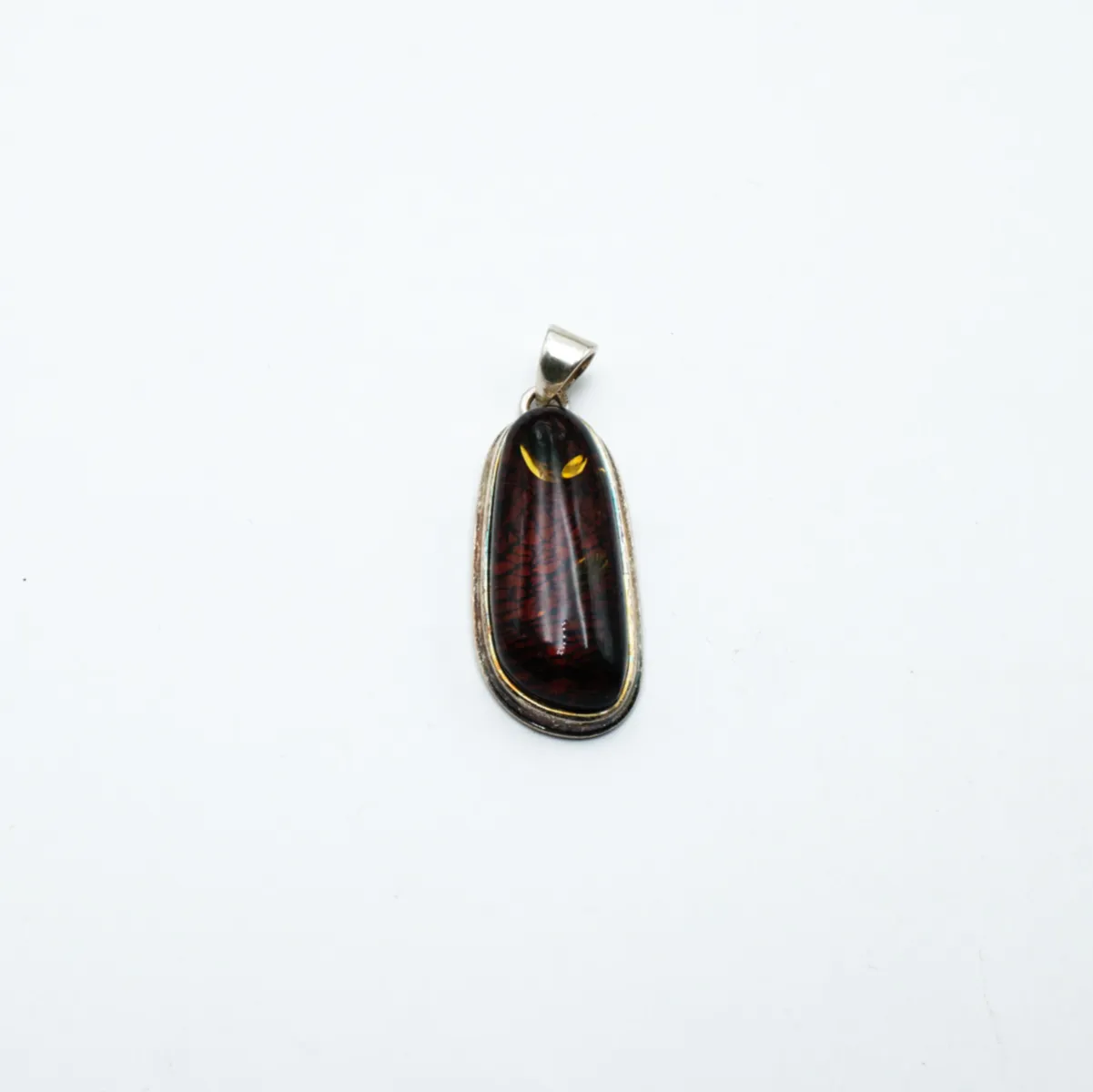 Pandantiv oval chihlimbar cognac 5.3cm Argint