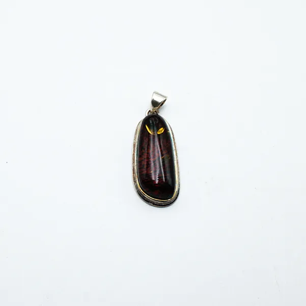 Pandantiv oval chihlimbar cognac 5.3cm Argint