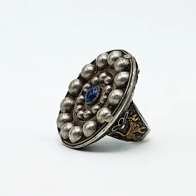 Inel rotund Afgan solar lapis-lazuli Argint - 2