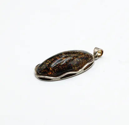Pandantiv oval chihlimbar maro-auriu 6.2cm Argint - 2