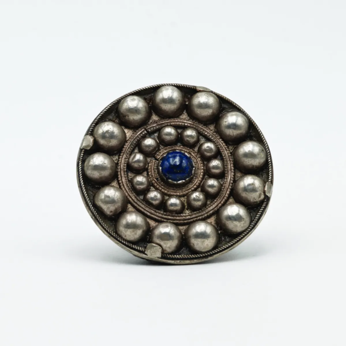 Inel rotund Afgan solar lapis-lazuli Argint