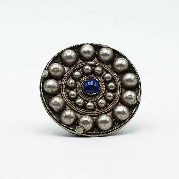 Inel rotund Afgan solar lapis-lazuli Argint