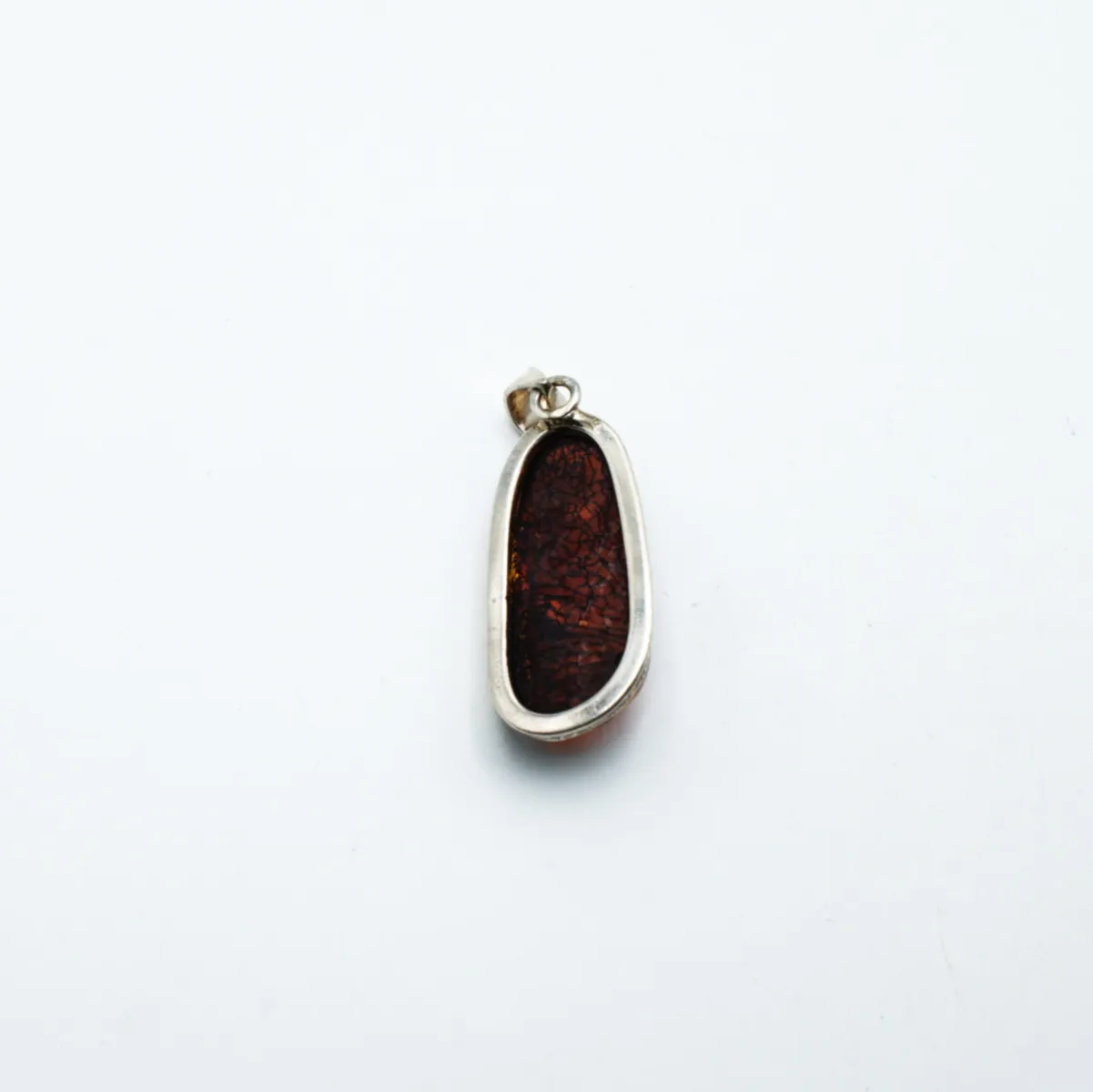 Pandantiv oval chihlimbar cognac 5.3cm Argint