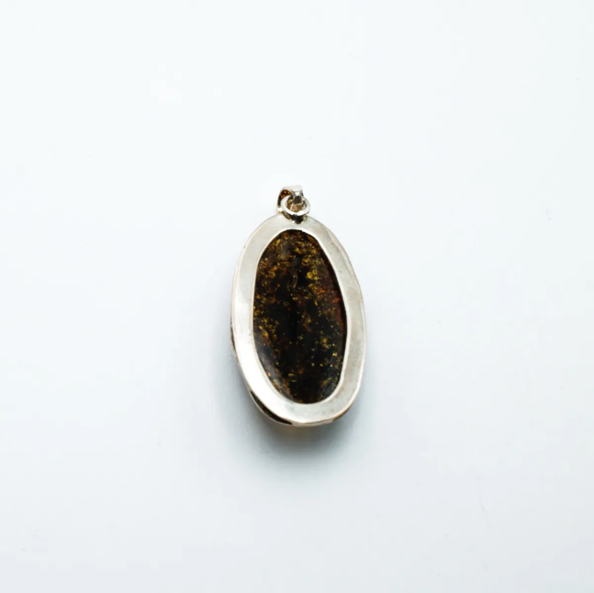 Pandantiv oval chihlimbar maro-auriu 6.2cm Argint