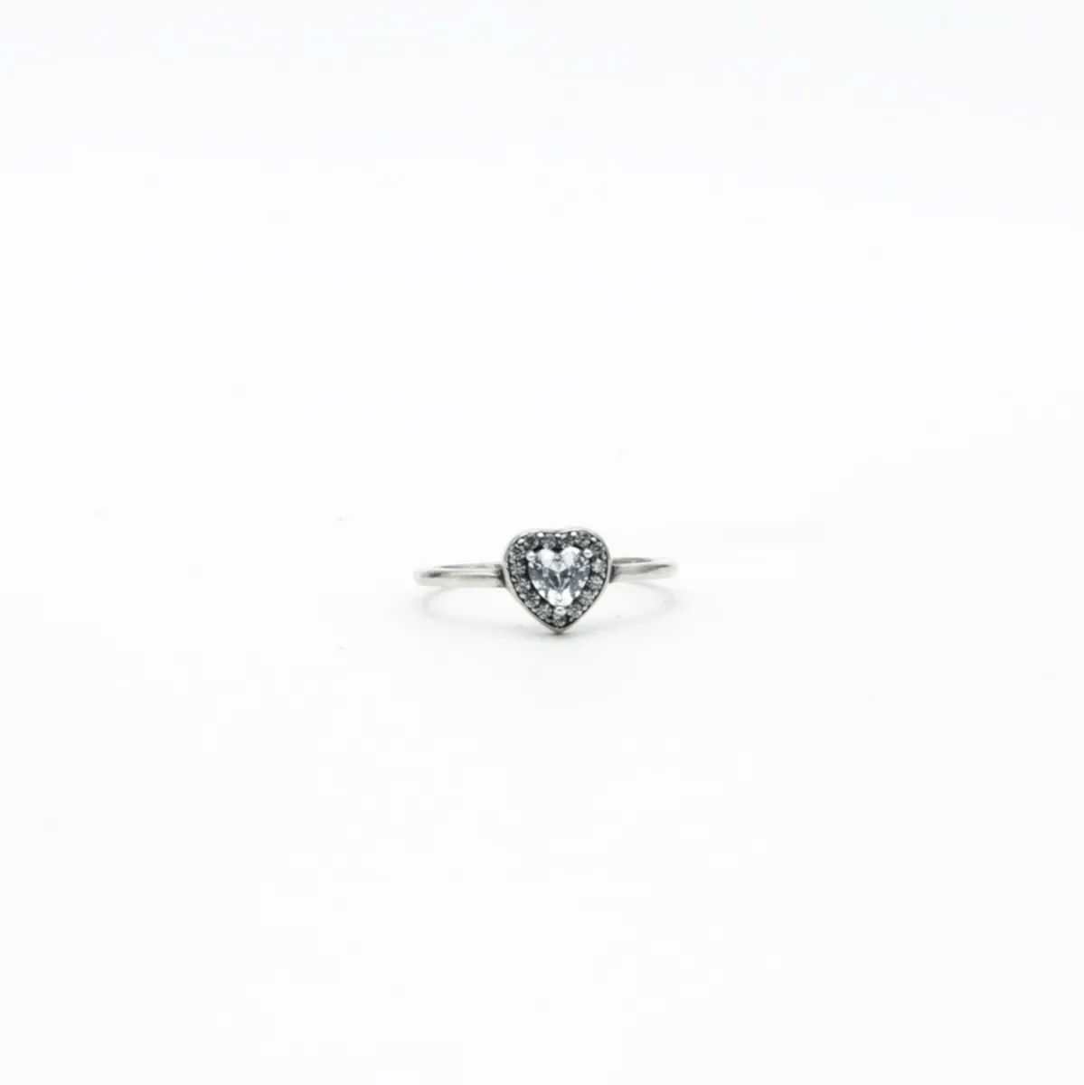 Inel solitaire inima cubic zirconia Argint