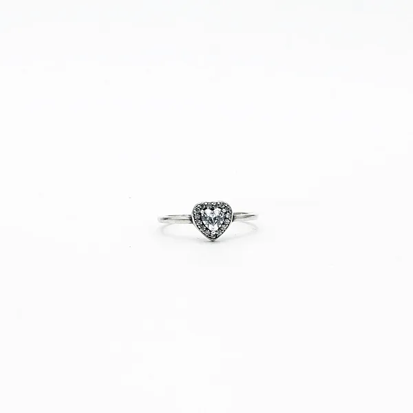 Inel solitaire inima cubic zirconia Argint