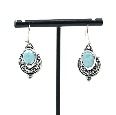 Cercei ovali picaturi larimar Argint - 1