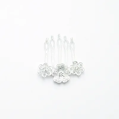 Pieptan trio floral Argint - 1