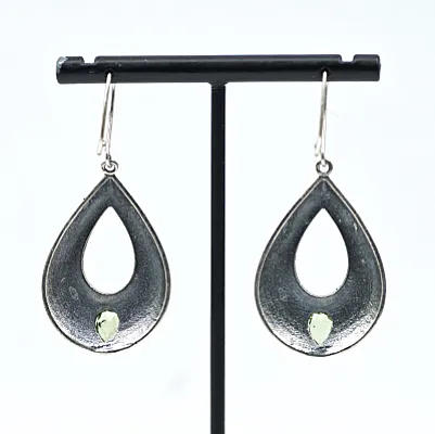 Cercei picatura hammered peridot Argint - 2