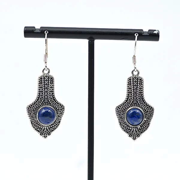 Cercei lungi amfora lapis lazuli Argint