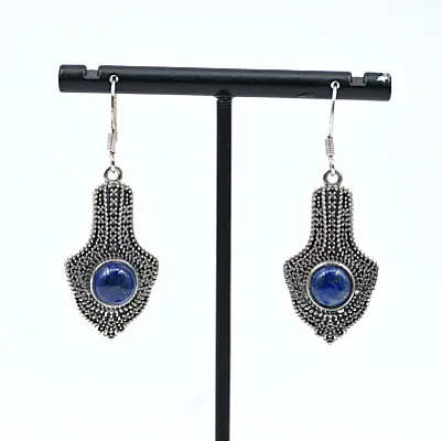 Cercei lungi amfora lapis lazuli Argint - 1