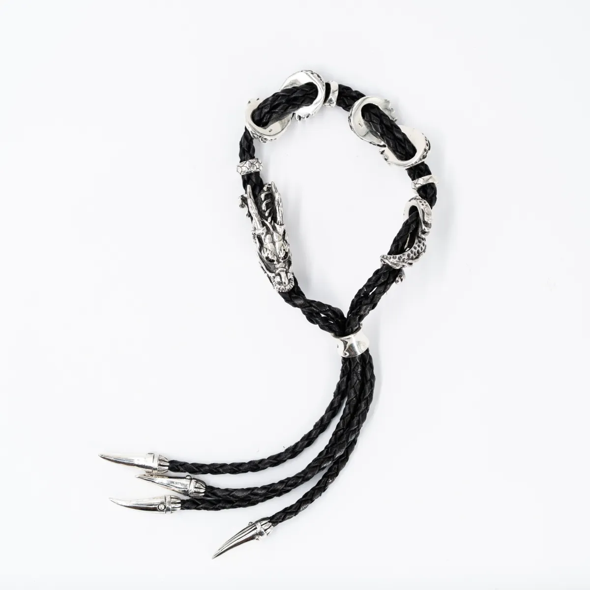 Bratara piele dragon gheare cz Argint