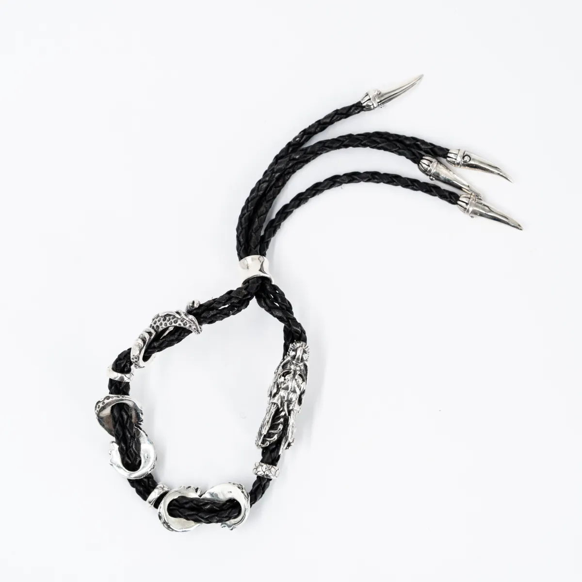 Bratara piele dragon gheare cz Argint
