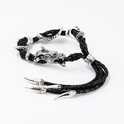 Bratara piele dragon gheare cz Argint - 1