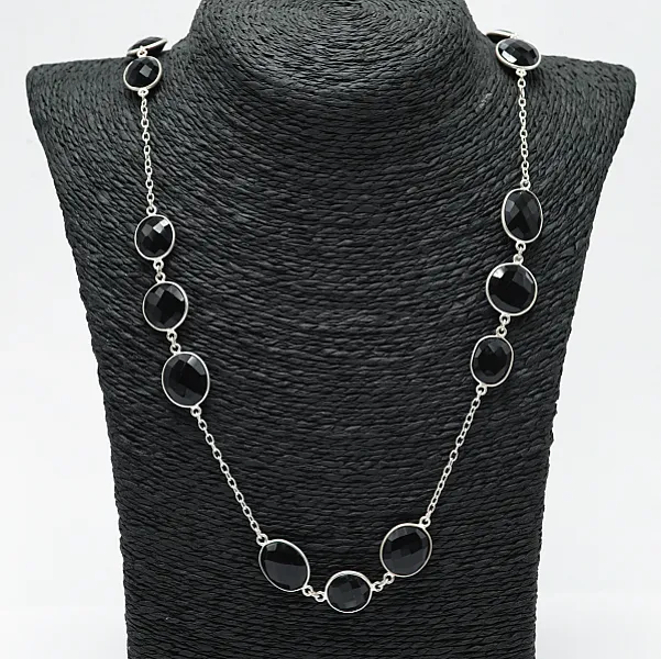 Lant multi pietre onix 77cm Argint