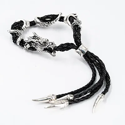 Bratara piele dragon gheare cz Argint - 6
