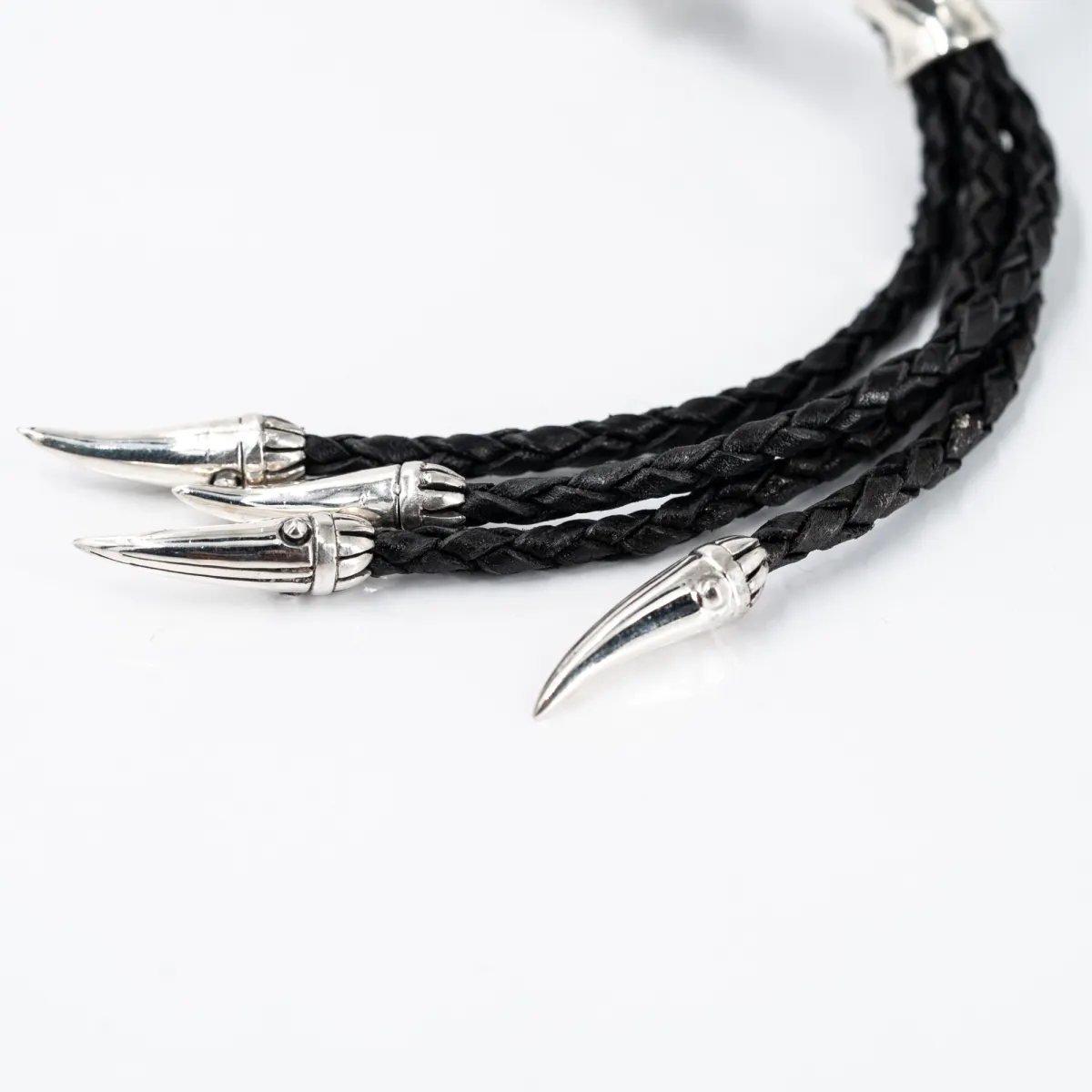 Bratara piele dragon gheare cz Argint
