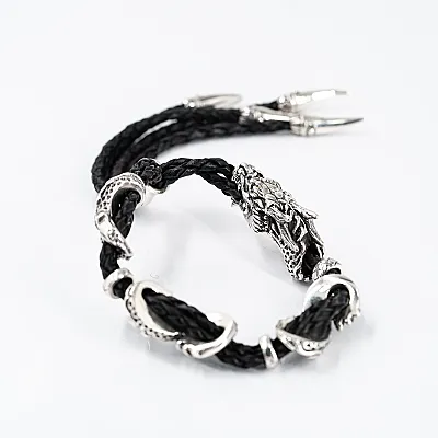 Bratara piele dragon gheare cz Argint - 2