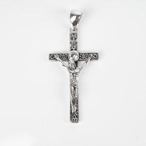 Pandantiv cruce Isus mic zirconiu Argint