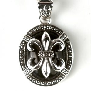 Medalion Fleur de Lys onix Argint