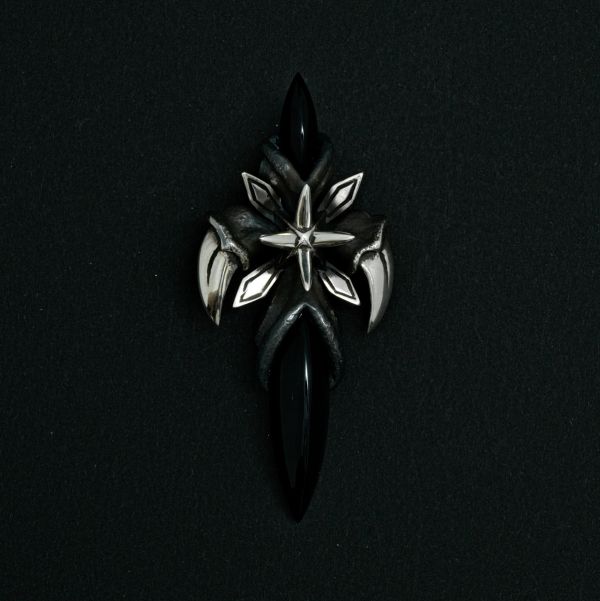 Pandantiv cruce onix negru Argint