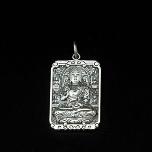 Pandantiv placuta Buddha mantra Argint