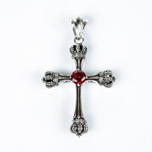 Pandantiv cruce gotica coroane zirconiu Argint
