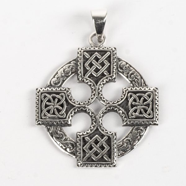 Pandantiv rotund cruce celtica noduri Argint
