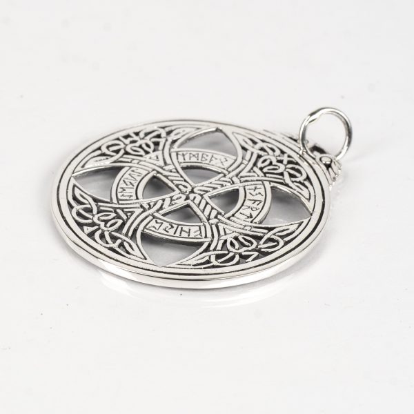 Pandantiv rotund cruce celtica rune Argint