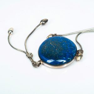 Lant medalion rotund lapis lazuli Argint